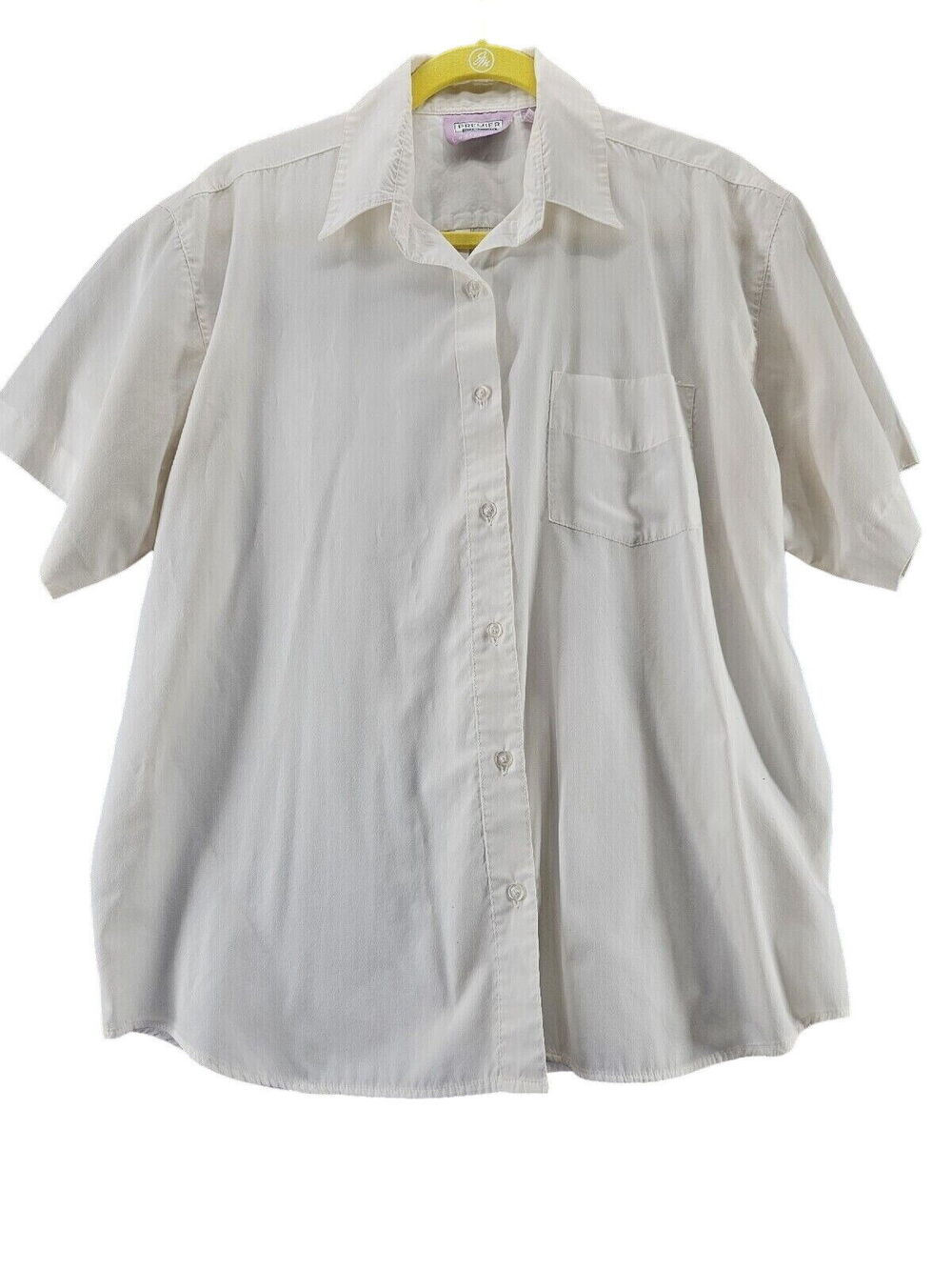 Premier International Womens Button Up Size 1X White Polyester Blend Pocket